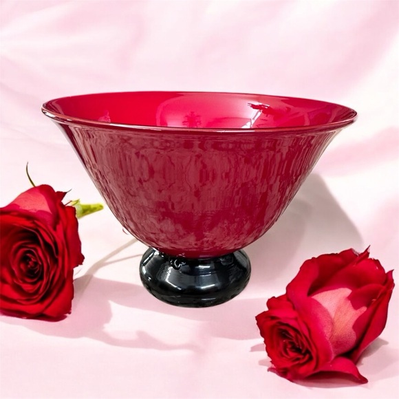 Beautiful red handblown glass bowl Cambria signed by artist - Picture 1 of 7
